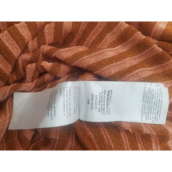 Stella McCartney Metallic Degrade Pleated Knit Midi Dress Striped key hole Sz 46 - Picture 10 of 11